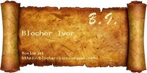 Blocher Ivor névjegykártya